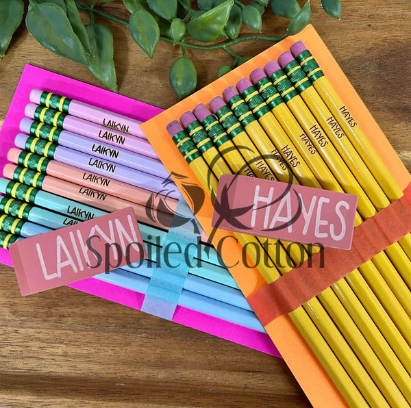 Personalized Pencils, Erasers, and Pencil Bag