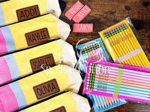 Personalized Pencils, Erasers, and Pencil Bag