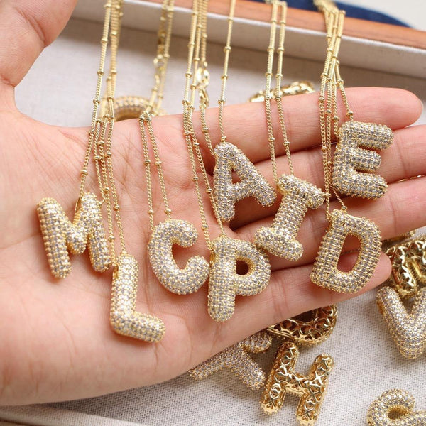 Bubble Letter Initial Necklace