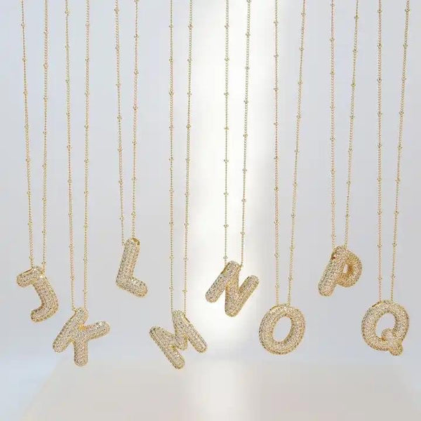 Bubble Letter Initial Necklace