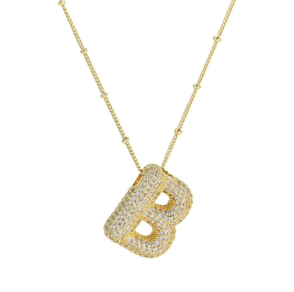 Bubble Letter Initial Necklace