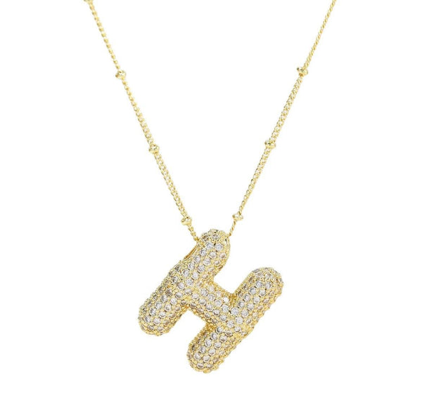 Bubble Letter Initial Necklace