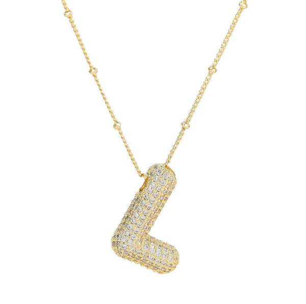 Bubble Letter Initial Necklace