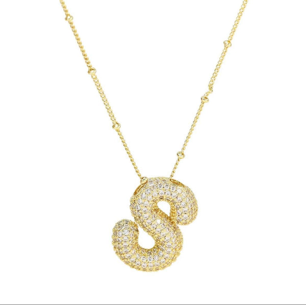 Bubble Letter Initial Necklace