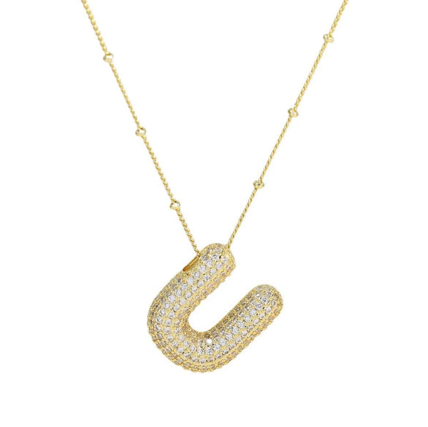 Bubble Letter Initial Necklace