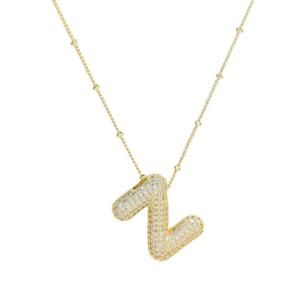 Bubble Letter Initial Necklace