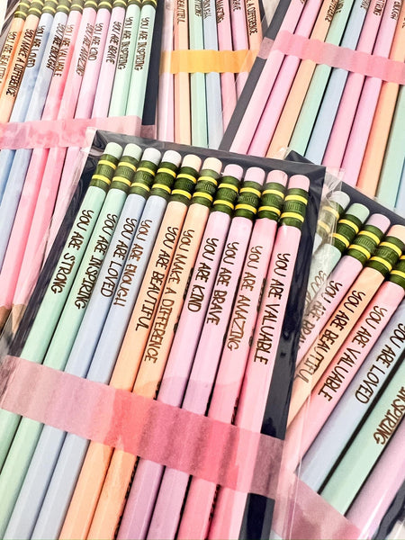 Personalized Pencils, Erasers, and Pencil Bag