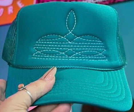 Western Boot Stitch Embroidered Foam Hat - JADE FOAM