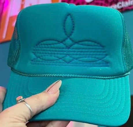 Western Boot Stitch Embroidered Foam Hat - JADE FOAM