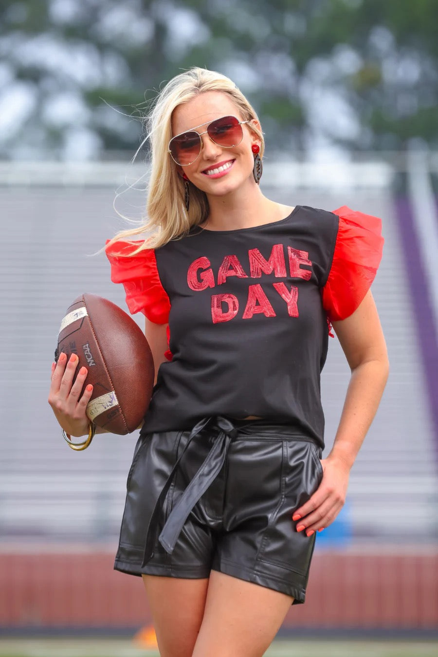 Game Day Sequin Patch Top