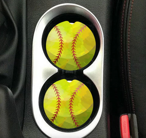 Softball Sandstone Car Coasters