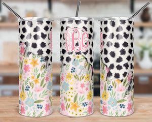 Pastel Floral Polka Dots Skinny Tumbler