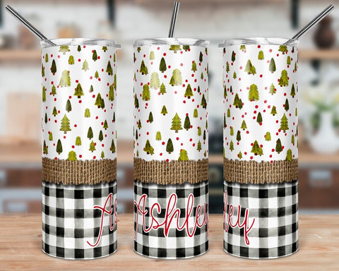 Buffalo Plaid Christmas Tree Skinny Tumbler