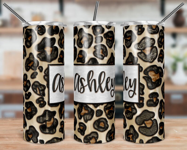 Stained Glass Look Leopard Skinny Tumbler